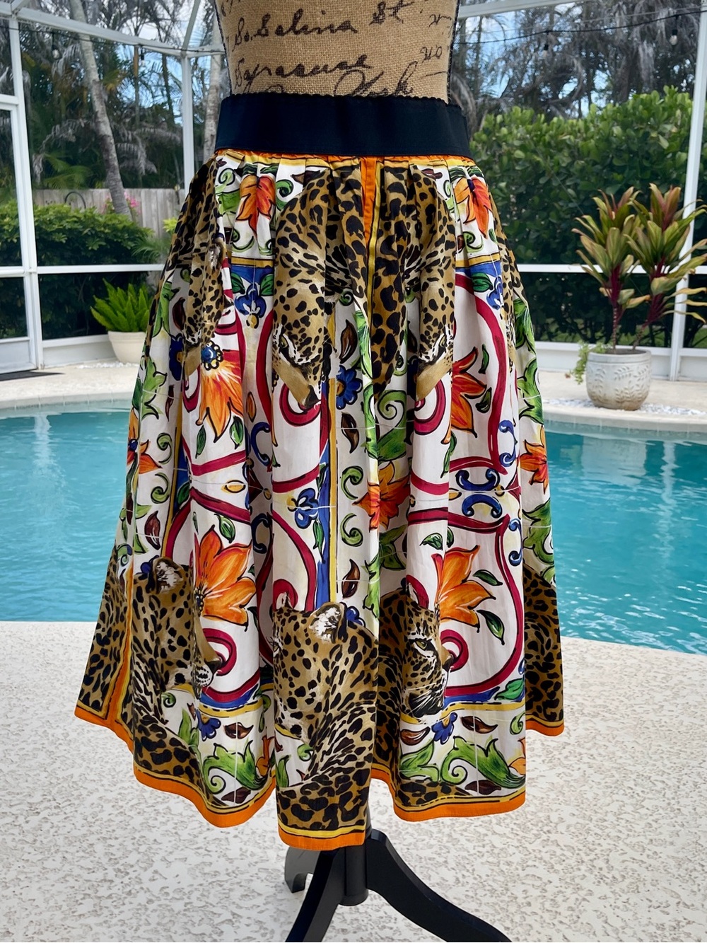 Dolce & Gabbana Multicolor Cheetah & Majolica Print Skirt - IT 44 (US M)